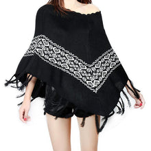 Load image into Gallery viewer, Women Christmas Knitting Print Tassels Cloak Coat