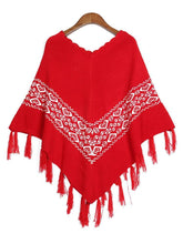 Load image into Gallery viewer, Women Christmas Knitting Print Tassels Cloak Coat