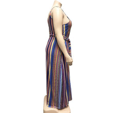 Load image into Gallery viewer, Large Women's Stripe Loose Dress with Belt and Suspender Summer