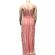 Load image into Gallery viewer, Large Women's Stripe Loose Dress with Belt and Suspender Summer