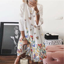 Load image into Gallery viewer, Vintage Print O Neck Digital Print Multicolor Dress