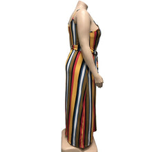 Load image into Gallery viewer, Large Women's Stripe Loose Dress with Belt and Suspender Summer