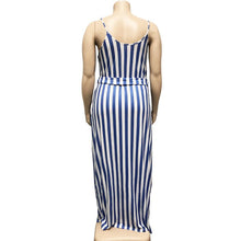 Load image into Gallery viewer, Large Women's Stripe Loose Dress with Belt and Suspender Summer