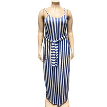 Load image into Gallery viewer, Large Women's Stripe Loose Dress with Belt and Suspender Summer