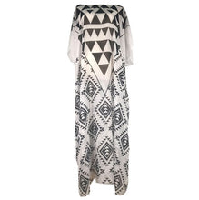 Load image into Gallery viewer, Chiffon Black and White Triangle Positioning Printing Holiday Dress Bikini Blouse