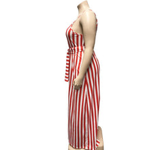 Load image into Gallery viewer, Large Women's Stripe Loose Dress with Belt and Suspender Summer