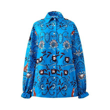 Load image into Gallery viewer, Boho Floral Printed Women Autumn Button Lapel Collar Long Sleeve Loose Shirt Blouse