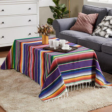 Load image into Gallery viewer, Mexican style party tablecloth table flag tassel woven tablecloth