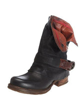 Load image into Gallery viewer, British Retro Flat Martin Boots Female Belt Buckle Cuffed Two Wear Boots