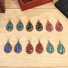 Load image into Gallery viewer, Creative Water Drop Gem Inlaid  Ancient National Style Earrings