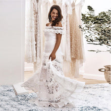 Load image into Gallery viewer, Women's Lace One Shoulder Lotus Leaf Wedding Evening Party Dress