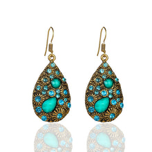 Load image into Gallery viewer, Creative Water Drop Gem Inlaid  Ancient National Style Earrings