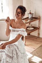 Load image into Gallery viewer, Women's Lace One Shoulder Lotus Leaf Wedding Evening Party Dress