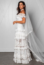 Load image into Gallery viewer, Women's Lace One Shoulder Lotus Leaf Wedding Evening Party Dress