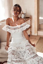 Load image into Gallery viewer, Women's Lace One Shoulder Lotus Leaf Wedding Evening Party Dress