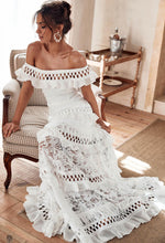 Load image into Gallery viewer, Women's Lace One Shoulder Lotus Leaf Wedding Evening Party Dress