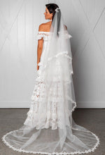 Load image into Gallery viewer, Women's Lace One Shoulder Lotus Leaf Wedding Evening Party Dress