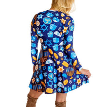 Load image into Gallery viewer, Autumn and winter new Christmas clothing print long-sleeved women's dress