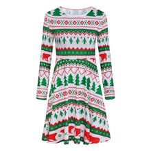 Load image into Gallery viewer, Autumn and winter new Christmas clothing print long-sleeved women's dress