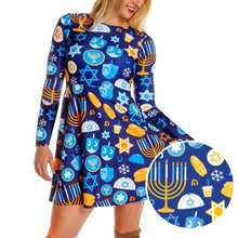 Load image into Gallery viewer, Autumn and winter new Christmas clothing print long-sleeved women's dress