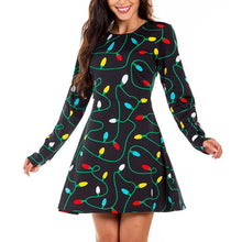 Load image into Gallery viewer, Autumn and winter new Christmas clothing print long-sleeved women's dress