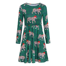 Load image into Gallery viewer, Autumn and winter new Christmas clothing print long-sleeved women's dress