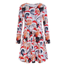 Load image into Gallery viewer, Autumn and winter new Christmas clothing print long-sleeved women's dress