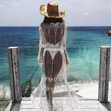 Load image into Gallery viewer, New Mesh Embroidered Lace Beach Bikini Cover up