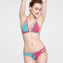 Load image into Gallery viewer, New Sexy Crochet Striped Bikini Swimsuit Suit