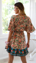 Load image into Gallery viewer, New Bohemian Holiday Print Dress Lace-up V-Neck Beach Dress