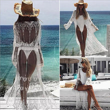 Load image into Gallery viewer, New Mesh Embroidered Lace Beach Bikini Cover up