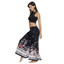 Load image into Gallery viewer, Floral Digital Print Women's Split Casual Pants Fashion Loose Wide Leg Pants Two Layers Yoga Boho Style Pants
