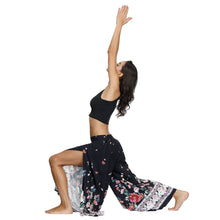Load image into Gallery viewer, Floral Digital Print Women's Split Casual Pants Fashion Loose Wide Leg Pants Two Layers Yoga Boho Style Pants