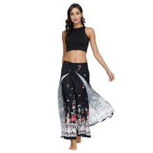 Load image into Gallery viewer, Floral Digital Print Women's Split Casual Pants Fashion Loose Wide Leg Pants Two Layers Yoga Boho Style Pants