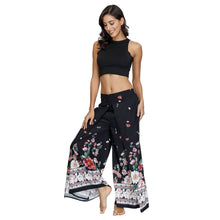 Load image into Gallery viewer, Floral Digital Print Women's Split Casual Pants Fashion Loose Wide Leg Pants Two Layers Yoga Boho Style Pants