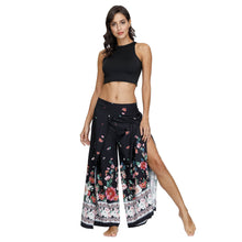 Load image into Gallery viewer, Floral Digital Print Women's Split Casual Pants Fashion Loose Wide Leg Pants Two Layers Yoga Boho Style Pants