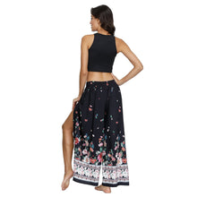 Load image into Gallery viewer, Floral Digital Print Women's Split Casual Pants Fashion Loose Wide Leg Pants Two Layers Yoga Boho Style Pants