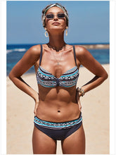 Load image into Gallery viewer, Summer Seaside Vacation One Piece Sexy Bikini Print Suspender Swimsuit