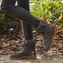 Load image into Gallery viewer, Flat-bottomed Retro Ethnic Women with Velvet Martin Boots