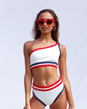 Load image into Gallery viewer, One-shoulder Swimsuit Split Striped Bikini