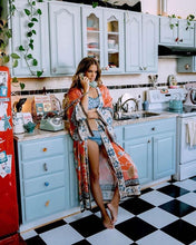 Load image into Gallery viewer, New Woman Crane Positioning Flower Kimono Cardigan Cover up