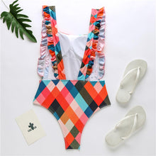 Load image into Gallery viewer, New Sexy One-piece Plaid Striped Swimsuit