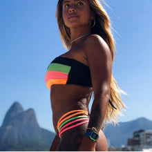 Load image into Gallery viewer, New European and American Women's Fashion Split Bikini Stitching Striped swimsuit
