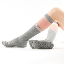 Load image into Gallery viewer, Full finger half finger middle finger lady yoga socks winter wholesale fashion non-slip cotton five-finger yoga stockings