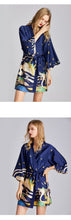 Load image into Gallery viewer, Ice silk pajamas women's summer silk nightgown bathrobe morning gowns large printed household clothes women's summer thin