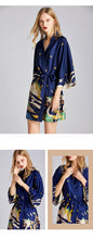 Load image into Gallery viewer, Ice silk pajamas women's summer silk nightgown bathrobe morning gowns large printed household clothes women's summer thin