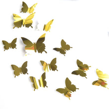 Load image into Gallery viewer, 12Pcs/lot 3D Butterfly Mirror Wall Sticker Decal Wall Art Removable Wedding Decoration Kids Room Decoration Sticker