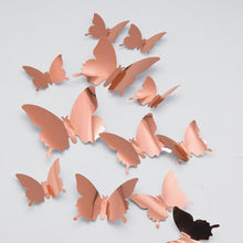Load image into Gallery viewer, 12Pcs/lot 3D Butterfly Mirror Wall Sticker Decal Wall Art Removable Wedding Decoration Kids Room Decoration Sticker