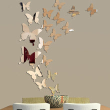 Load image into Gallery viewer, 12Pcs/lot 3D Butterfly Mirror Wall Sticker Decal Wall Art Removable Wedding Decoration Kids Room Decoration Sticker