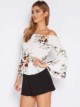 Load image into Gallery viewer, Pretty Floral Off Shoulder Trumpet Sleeve Bohemia Blouse Shirt Tops